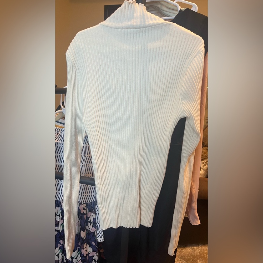 Ivory Ribbed Long Sleeve Zara Top - Picture 2 of 3